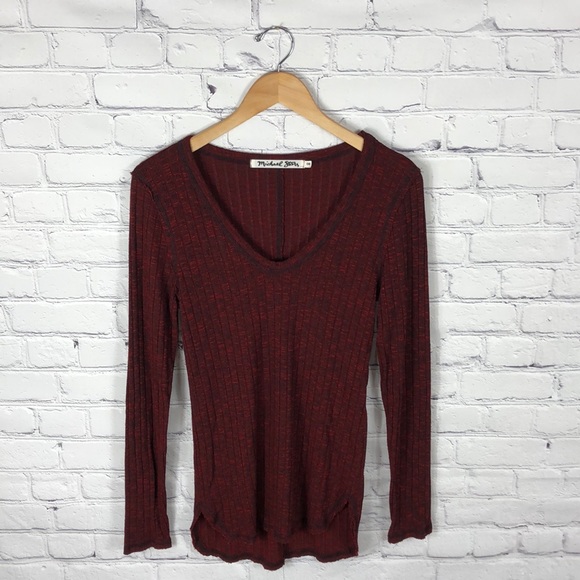 Michael Stars Tops - Michael Stars Red & Black Striped Long Sleeve OS